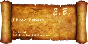Ekker Babett névjegykártya